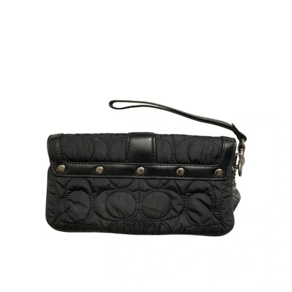 Coach nylon and black leather stitched wristlet clutch bag vintage y2k soho